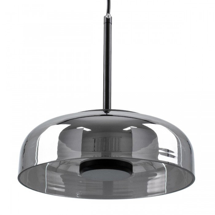 GloboStar® CHARLOTTE 00743 Μοντέρνο Κρεμαστό Φωτιστικό Οροφής Μονόφωτο Φιμέ Γυάλινο Μαύρο Μεταλλικό CREE LED 5W 500lm 180° AC 85-265V Θερμό Λευκό 2700K Φ23 x Υ23cm