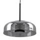 GloboStar® CHARLOTTE 00743 Μοντέρνο Κρεμαστό Φωτιστικό Οροφής Μονόφωτο Φιμέ Γυάλινο Μαύρο Μεταλλικό CREE LED 5W 500lm 180° AC 85-265V Θερμό Λευκό 2700K Φ23 x Υ23cm