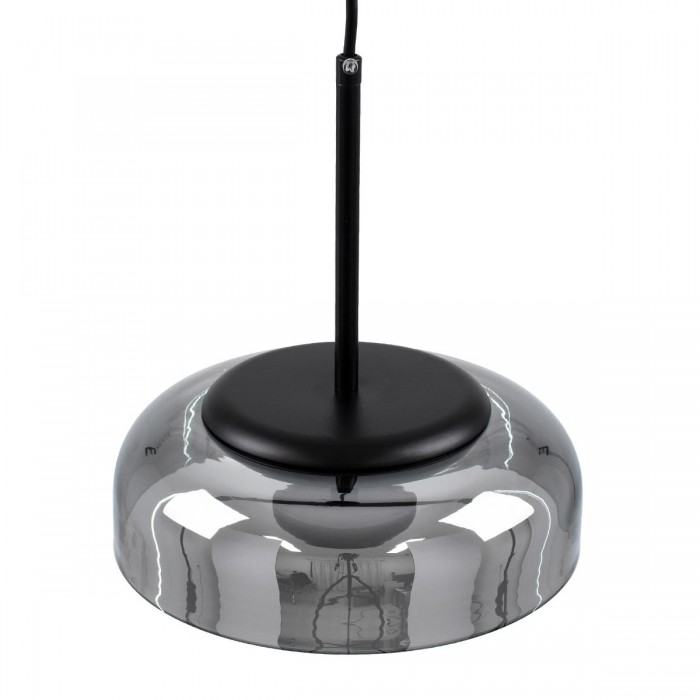 GloboStar® CHARLOTTE 00743 Μοντέρνο Κρεμαστό Φωτιστικό Οροφής Μονόφωτο Φιμέ Γυάλινο Μαύρο Μεταλλικό CREE LED 5W 500lm 180° AC 85-265V Θερμό Λευκό 2700K Φ23 x Υ23cm