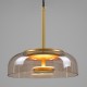 GloboStar® CHARLOTTE 00744 Μοντέρνο Κρεμαστό Φωτιστικό Οροφής Μονόφωτο Μελί Γυάλινο Χρυσό Μεταλλικό CREE LED 5W 500lm 180° AC 85-265V Θερμό Λευκό 2700K Φ23 x Υ23cm