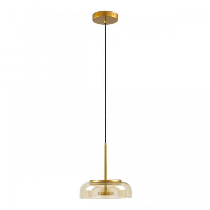 GloboStar® CHARLOTTE 00744 Μοντέρνο Κρεμαστό Φωτιστικό Οροφής Μονόφωτο Μελί Γυάλινο Χρυσό Μεταλλικό CREE LED 5W 500lm 180° AC 85-265V Θερμό Λευκό 2700K Φ23 x Υ23cm