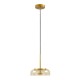GloboStar® CHARLOTTE 00744 Μοντέρνο Κρεμαστό Φωτιστικό Οροφής Μονόφωτο Μελί Γυάλινο Χρυσό Μεταλλικό CREE LED 5W 500lm 180° AC 85-265V Θερμό Λευκό 2700K Φ23 x Υ23cm
