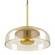 GloboStar® CHARLOTTE 00744 Μοντέρνο Κρεμαστό Φωτιστικό Οροφής Μονόφωτο Μελί Γυάλινο Χρυσό Μεταλλικό CREE LED 5W 500lm 180° AC 85-265V Θερμό Λευκό 2700K Φ23 x Υ23cm