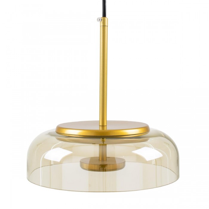GloboStar® CHARLOTTE 00744 Μοντέρνο Κρεμαστό Φωτιστικό Οροφής Μονόφωτο Μελί Γυάλινο Χρυσό Μεταλλικό CREE LED 5W 500lm 180° AC 85-265V Θερμό Λευκό 2700K Φ23 x Υ23cm