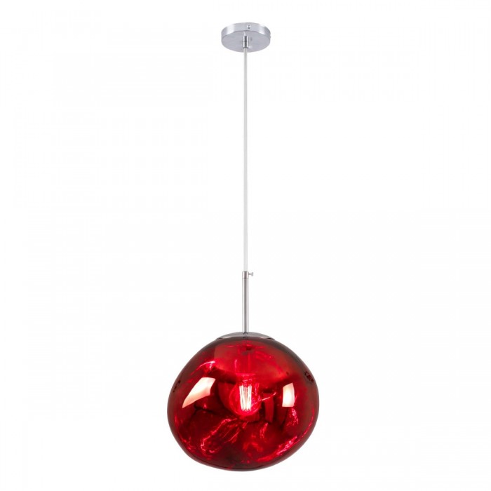 GloboStar® DIXAR 00762 Μοντέρνο Κρεμαστό Φωτιστικό Οροφής Μονόφωτο 1 x E27 Γυάλινο Κόκκινο Φ28 x Υ40cm