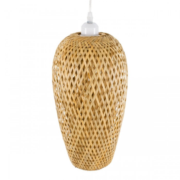 GloboStar® SAN TROPEZ 00764 Vintage Κρεμαστό Φωτιστικό Οροφής Μονόφωτο 1 x E27 Μπεζ Ξύλινο Μπαμπού Φ19 x Υ42cm