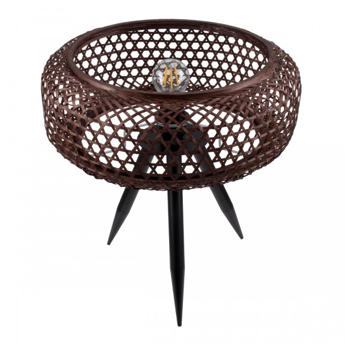 GloboStar® ZORION 00770 Vintage Επιτραπέζιο Φωτιστικό Πορτατίφ Λαμπατέρ Μονόφωτο Μπαμπού Καφέ Πλέγμα Φ40 x Υ15.5cm GloboStar® ZORION 00770 Vintage Επιτραπέζιο Φωτιστικό Πορτατίφ Λαμπατέρ Μονόφωτο Μπαμπού Καφέ Πλέγμα Φ40 x Υ15.5cm