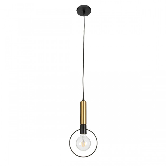 GloboStar® OLVERO 00772 Μοντέρνο Κρεμαστό Φωτιστικό Οροφής Μονόφωτο 1 x E27 Μαύρο - Χρυσό Μεταλλικό Πλέγμα Μ18 x Π4 x Y38cm