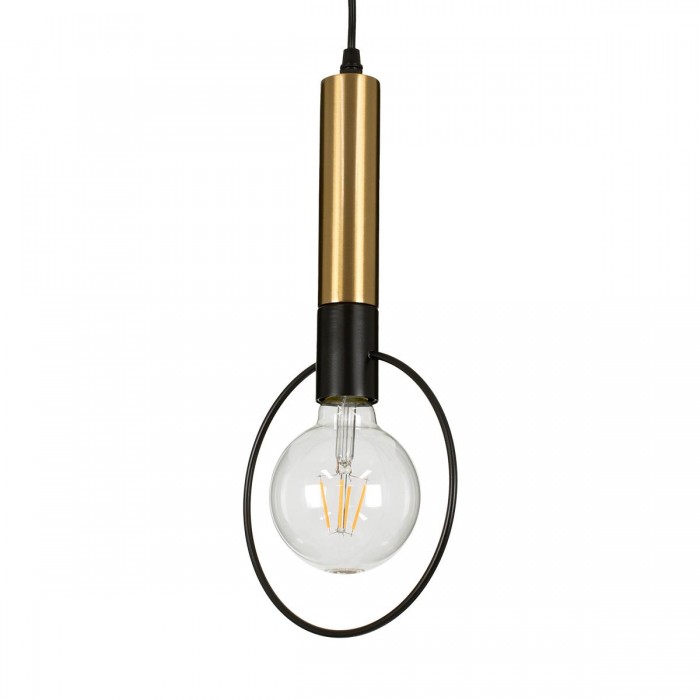 GloboStar® OLVERO 00772 Μοντέρνο Κρεμαστό Φωτιστικό Οροφής Μονόφωτο 1 x E27 Μαύρο - Χρυσό Μεταλλικό Πλέγμα Μ18 x Π4 x Y38cm