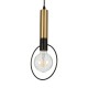 GloboStar® OLVERO 00772 Μοντέρνο Κρεμαστό Φωτιστικό Οροφής Μονόφωτο 1 x E27 Μαύρο - Χρυσό Μεταλλικό Πλέγμα Μ18 x Π4 x Y38cm