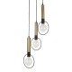 GloboStar® OLVERO 00773 Μοντέρνο Κρεμαστό Φωτιστικό Οροφής Τρίφωτο 3 x E27 Μαύρο - Χρυσό Μεταλλικό Πλέγμα Φ30 x Y130cm