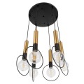 GloboStar® OLVERO 00774 Μοντέρνο Κρεμαστό Φωτιστικό Οροφής Πολύφωτο 6 x E27 Μαύρο - Χρυσό Μεταλλικό Πλέγμα Φ55 x Y130cm