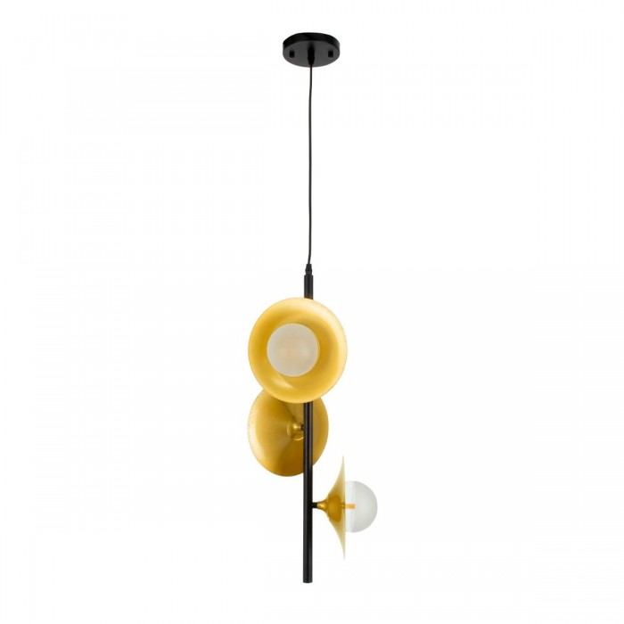 GloboStar® JOLIET 00781 Μοντέρνο Κρεμαστό Φωτιστικό Οροφής Τρίφωτο 3 x G9 AC 230V Μαύρο - Χρυσό Μεταλλικό Πλέγμα Φ28 x Υ63cm