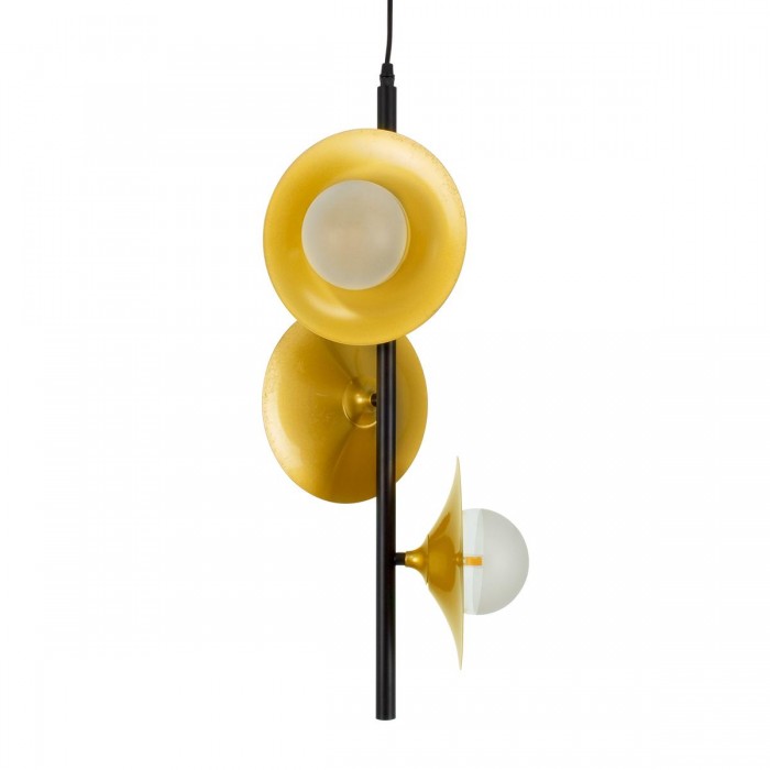 GloboStar® JOLIET 00781 Μοντέρνο Κρεμαστό Φωτιστικό Οροφής Τρίφωτο 3 x G9 AC 230V Μαύρο - Χρυσό Μεταλλικό Πλέγμα Φ28 x Υ63cm