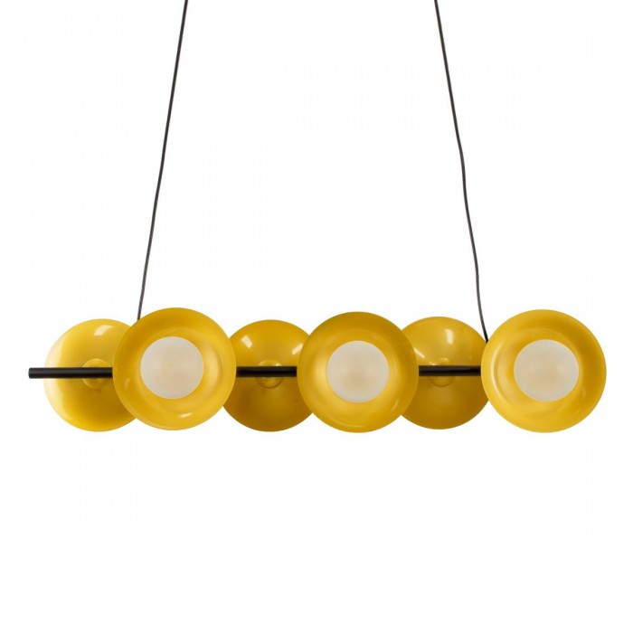 GloboStar® JOLIET 00783 Μοντέρνο Κρεμαστό Φωτιστικό Οροφής Πολύφωτο 6 x G9 AC 230V Μαύρο - Χρυσό Μεταλλικό Πλέγμα Μ95 x Π28 x Υ20cm