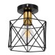 GloboStar® TRON 00792 Μοντέρνο Φωτιστικό Οροφής Μονόφωτο Μαύρο - Χρυσό Μεταλλικό Πλέγμα Φ18 x Y19.5cm