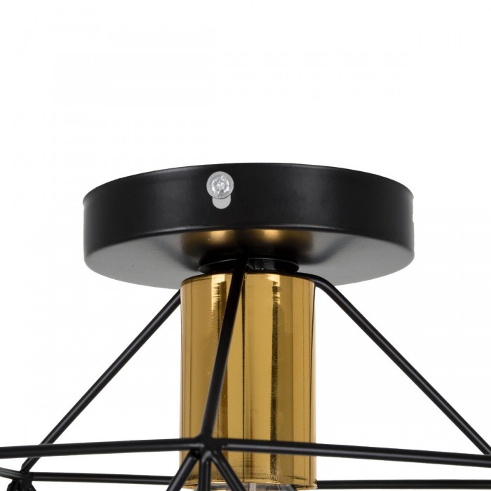 GloboStar® TRON 00792 Μοντέρνο Φωτιστικό Οροφής Μονόφωτο Μαύρο - Χρυσό Μεταλλικό Πλέγμα Φ18 x Y19.5cm
