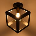 GloboStar® CUBE 00799 Μοντέρνο Φωτιστικό Οροφής Μονόφωτο Μαύρο Μεταλλικό Πλέγμα Φ25 x Y25cm