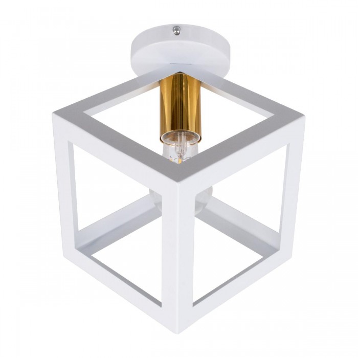 GloboStar® CUBE 00800 Μοντέρνο Φωτιστικό Οροφής Μονόφωτο Λευκό Μεταλλικό Πλέγμα Φ25 x Y25cm