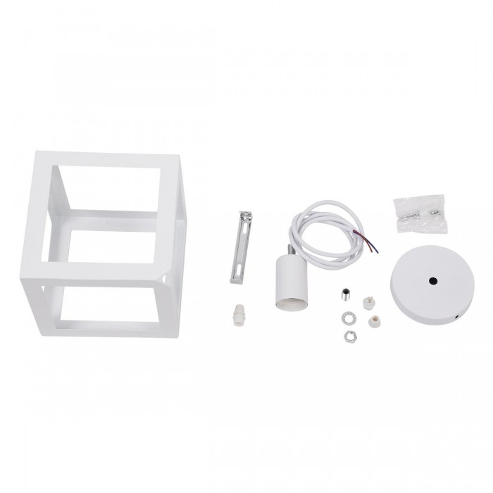 GloboStar® CUBE 00802 Μοντέρνο Κρεμαστό Φωτιστικό Οροφής Μονόφωτο 1 x E27 Λευκό Μεταλλικό Πλέγμα Μ25 x Π25 x Υ25cm