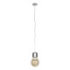 GloboStar® LAMP 00807 Μοντέρνο Κρεμαστό Φωτιστικό Οροφής Μονόφωτο 1 x E27 Ασημί Νίκελ Βάση και Χρυσό Ντουί Μεταλλικό Διάφανο Γυαλί Φ15 x Υ27cm