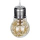 GloboStar® LAMP 00807 Μοντέρνο Κρεμαστό Φωτιστικό Οροφής Μονόφωτο 1 x E27 Ασημί Νίκελ Βάση και Χρυσό Ντουί Μεταλλικό Διάφανο Γυαλί Φ15 x Υ27cm