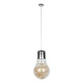 GloboStar® LAMP 00808 Μοντέρνο Κρεμαστό Φωτιστικό Οροφής Μονόφωτο 1 x E27 Ασημί Νίκελ Βάση και Χρυσό Ντουί Μεταλλικό Διάφανο Γυαλί Φ30 x Υ52cm