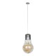 GloboStar® LAMP 00808 Μοντέρνο Κρεμαστό Φωτιστικό Οροφής Μονόφωτο 1 x E27 Ασημί Νίκελ Βάση και Χρυσό Ντουί Μεταλλικό Διάφανο Γυαλί Φ30 x Υ52cm