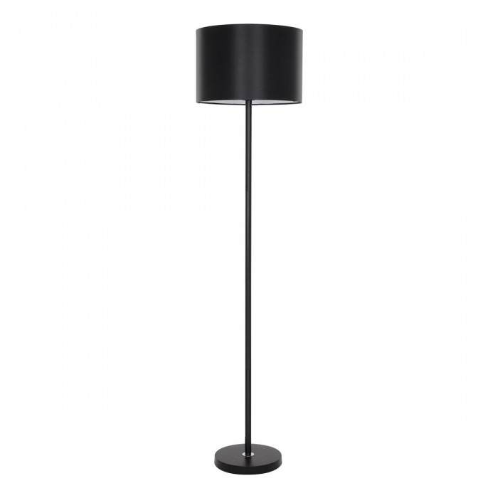 GloboStar® ASHLEY 00822 Μοντέρνο Φωτιστικό Δαπέδου Μονόφωτο 1 x E27 Μαύρο Μεταλλικό Καμπάνα με Μαύρο Ύφασμα & Μαύρη Βάση D35 x H145cm