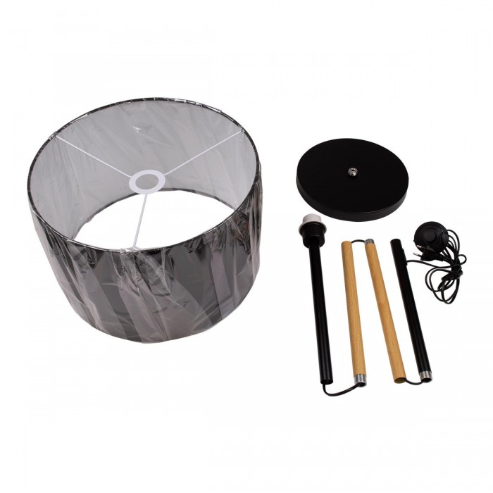 GloboStar® ASHLEY 00824 Μοντέρνο Φωτιστικό Δαπέδου Μονόφωτο 1 x E27 Μαύρο Μεταλλικό Καμπάνα με Μαύρο Ύφασμα & Εφέ Ξύλου D40 x H145cm GloboStar® ASHLEY 00824 Μοντέρνο Φωτιστικό Δαπέδου Μονόφωτο 1 x E27 Μαύρο Μεταλλικό Καμπάνα με Μαύρο Ύφασμα & Εφέ Ξύλου D40 x H145cm