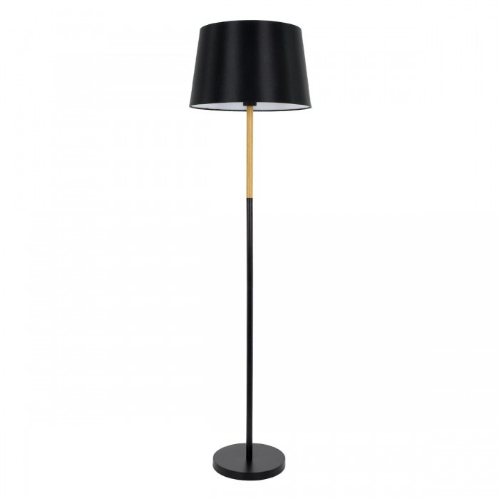 GloboStar® CEDAR 00827 Μοντέρνο Φωτιστικό Δαπέδου Μονόφωτο 1 x E27 Μαύρο Μεταλλικό Καμπάνα με Μαύρο Ύφασμα & Εφέ Ξύλου D40 x H148cm GloboStar® CEDAR 00827 Μοντέρνο Φωτιστικό Δαπέδου Μονόφωτο 1 x E27 Μαύρο Μεταλλικό Καμπάνα με Μαύρο Ύφασμα & Εφέ Ξύλου D40 x H148cm
