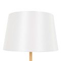 GloboStar® CEDAR 00828 Μοντέρνο Φωτιστικό Δαπέδου Μονόφωτο 1 x E27 Λευκό Μεταλλικό Καμπάνα με Λευκό Ύφασμα & Εφέ Ξύλου D40 x H148cm