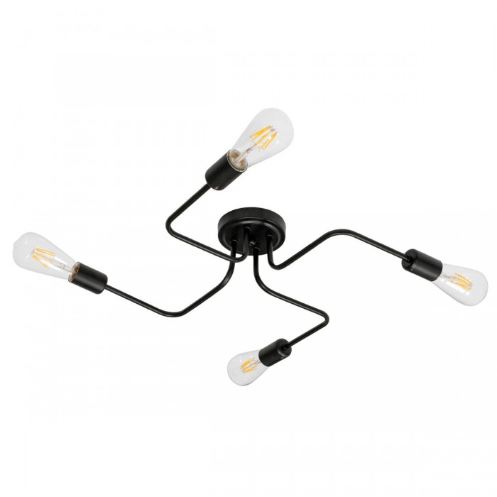 GloboStar® LIBERTA 00838 Μοντέρνο Φωτιστικό Οροφής Πολύφωτο Μαύρο Μεταλλικό Μ44.5 x Π44.5 x Υ12cm