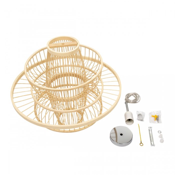 GloboStar® BALI 00861 Vintage Κρεμαστό Φωτιστικό Οροφής Μονόφωτο 1 x E27 Μπεζ Ξύλινο Μπαμπού Φ45 x Y42.5cm GloboStar® BALI 00861 Vintage Κρεμαστό Φωτιστικό Οροφής Μονόφωτο 1 x E27 Μπεζ Ξύλινο Μπαμπού Φ45 x Y42.5cm