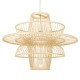 GloboStar® BALI 00862 Vintage Κρεμαστό Φωτιστικό Οροφής Μονόφωτο 1 x E27 Μπεζ Ξύλινο Μπαμπού Φ60 x Y45cm