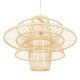 GloboStar® BALI 00862 Vintage Κρεμαστό Φωτιστικό Οροφής Μονόφωτο 1 x E27 Μπεζ Ξύλινο Μπαμπού Φ60 x Y45cm