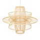 GloboStar® BALI 00862 Vintage Κρεμαστό Φωτιστικό Οροφής Μονόφωτο 1 x E27 Μπεζ Ξύλινο Μπαμπού Φ60 x Y45cm