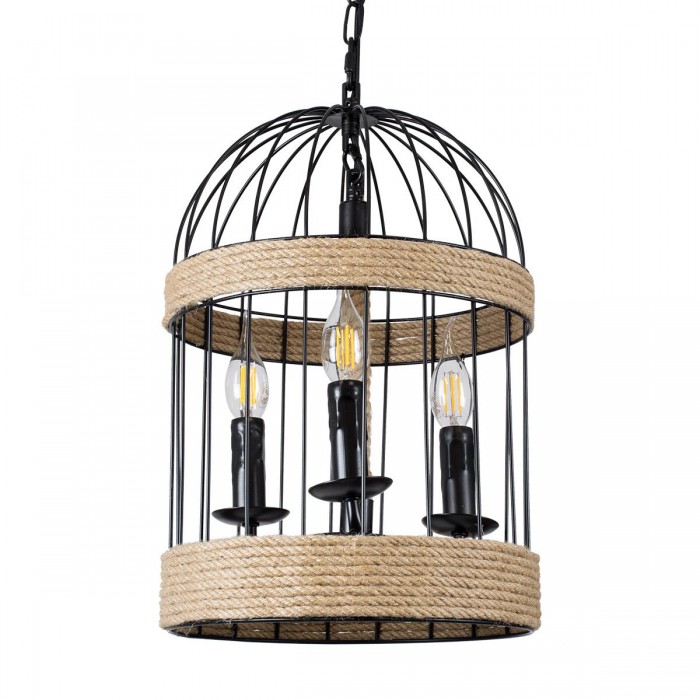 GloboStar® MERLIN 00865 Vintage Industrial Κρεμαστό Φωτιστικό Οροφής Τρίφωτο 3 x E14 Μαύρο Μεταλλικό Με Σχοινί Φ28 x Y40cm GloboStar® MERLIN 00865 Vintage Industrial Κρεμαστό Φωτιστικό Οροφής Τρίφωτο 3 x E14 Μαύρο Μεταλλικό Με Σχοινί Φ28 x Y40cm