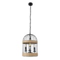 GloboStar® MERLIN 00865 Vintage Industrial Κρεμαστό Φωτιστικό Οροφής Τρίφωτο 3 x E14 Μαύρο Μεταλλικό Με Σχοινί Φ28 x Y40cm