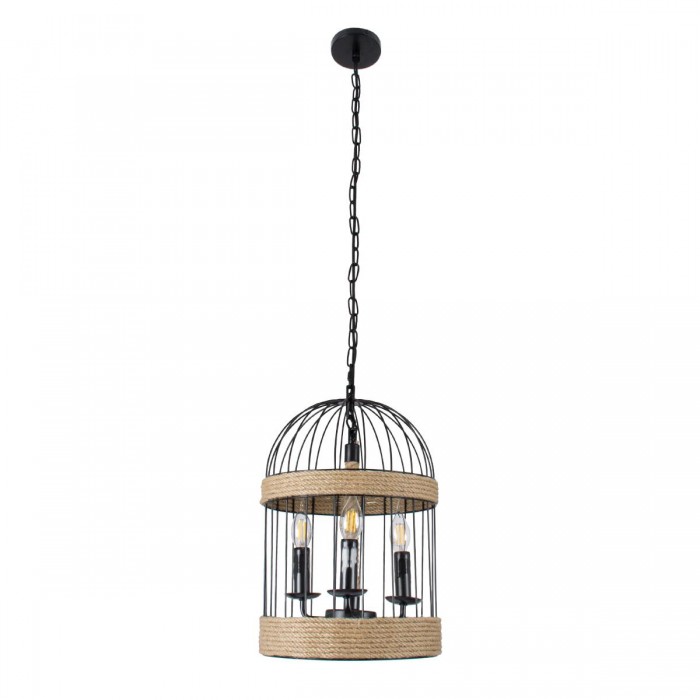 GloboStar® MERLIN 00865 Vintage Industrial Κρεμαστό Φωτιστικό Οροφής Τρίφωτο 3 x E14 Μαύρο Μεταλλικό Με Σχοινί Φ28 x Y40cm GloboStar® MERLIN 00865 Vintage Industrial Κρεμαστό Φωτιστικό Οροφής Τρίφωτο 3 x E14 Μαύρο Μεταλλικό Με Σχοινί Φ28 x Y40cm