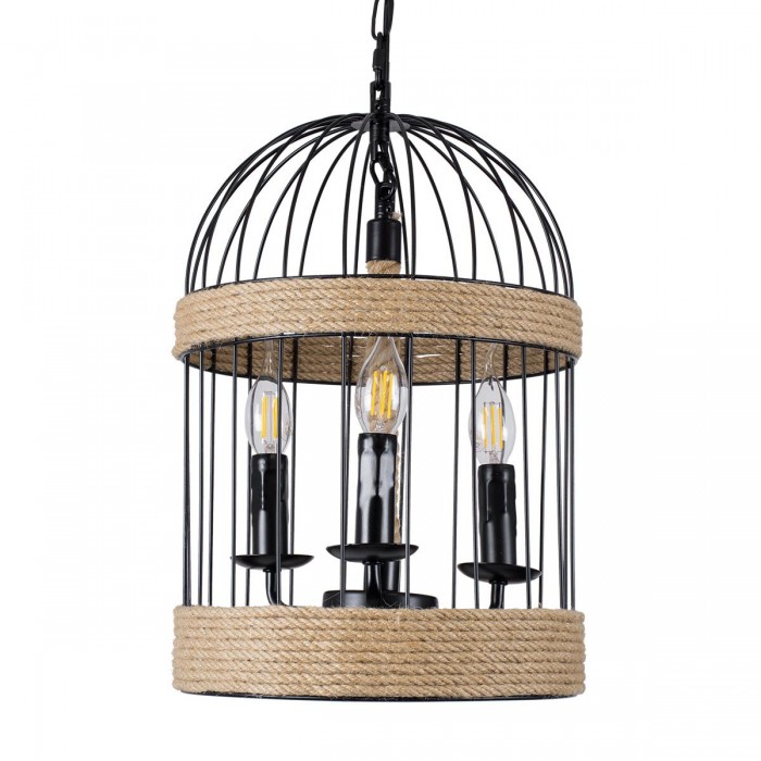 GloboStar® MERLIN 00865 Vintage Industrial Κρεμαστό Φωτιστικό Οροφής Τρίφωτο 3 x E14 Μαύρο Μεταλλικό Με Σχοινί Φ28 x Y40cm GloboStar® MERLIN 00865 Vintage Industrial Κρεμαστό Φωτιστικό Οροφής Τρίφωτο 3 x E14 Μαύρο Μεταλλικό Με Σχοινί Φ28 x Y40cm