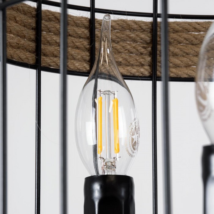 GloboStar® MERLIN 00865 Vintage Industrial Κρεμαστό Φωτιστικό Οροφής Τρίφωτο 3 x E14 Μαύρο Μεταλλικό Με Σχοινί Φ28 x Y40cm GloboStar® MERLIN 00865 Vintage Industrial Κρεμαστό Φωτιστικό Οροφής Τρίφωτο 3 x E14 Μαύρο Μεταλλικό Με Σχοινί Φ28 x Y40cm