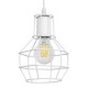 GloboStar® CAGE 00867 Vintage Industrial Κρεμαστό Φωτιστικό Οροφής Μονόφωτο 1 x E27 Λευκό Μεταλλικό Πλέγμα Φ15 x Y22cm