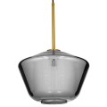 GloboStar® AMARIS 00873 Μοντέρνο Κρεμαστό Φωτιστικό Οροφής Μονόφωτο 1 x E27 Γυάλινο Φιμέ Νίκελ Φ30 x Υ22cm