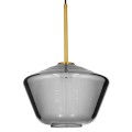 GloboStar® AMARIS 00873 Μοντέρνο Κρεμαστό Φωτιστικό Οροφής Μονόφωτο 1 x E27 Γυάλινο Φιμέ Νίκελ Φ30 x Υ22cm