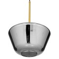 GloboStar® AMARIS 00873 Μοντέρνο Κρεμαστό Φωτιστικό Οροφής Μονόφωτο 1 x E27 Γυάλινο Φιμέ Νίκελ Φ30 x Υ22cm