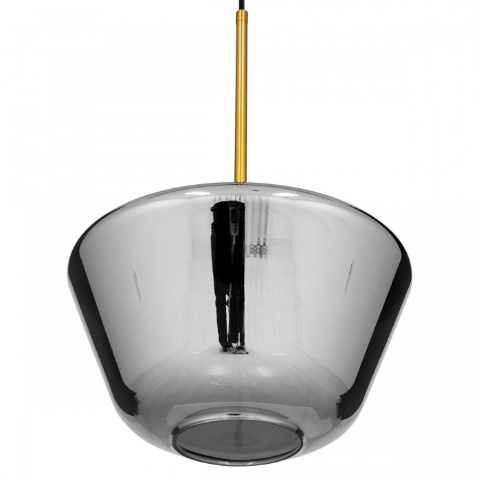GloboStar® AMARIS 00873 Μοντέρνο Κρεμαστό Φωτιστικό Οροφής Μονόφωτο 1 x E27 Γυάλινο Φιμέ Νίκελ Φ30 x Υ22cm
