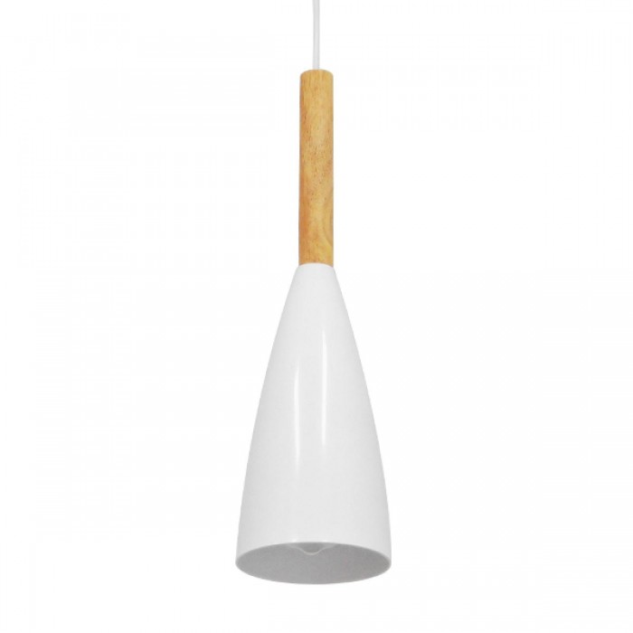 GloboStar® DILLON 00876 Μοντέρνο Κρεμαστό Φωτιστικό Οροφής Μονόφωτο 1 x E27 Λευκό Μεταλλικό Καμπάνα Φ11 x Υ36cm