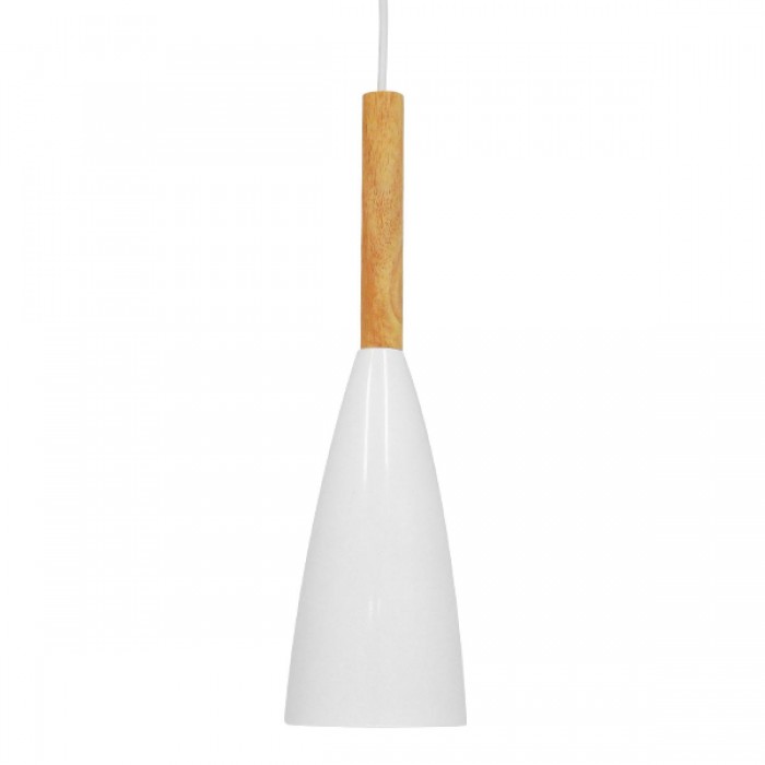 GloboStar® DILLON 00876 Μοντέρνο Κρεμαστό Φωτιστικό Οροφής Μονόφωτο 1 x E27 Λευκό Μεταλλικό Καμπάνα Φ11 x Υ36cm