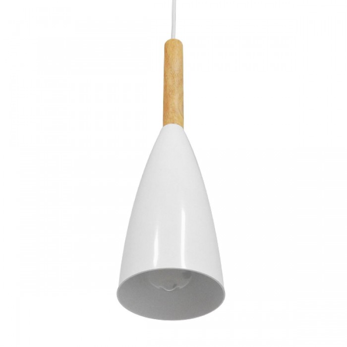 GloboStar® DILLON 00876 Μοντέρνο Κρεμαστό Φωτιστικό Οροφής Μονόφωτο 1 x E27 Λευκό Μεταλλικό Καμπάνα Φ11 x Υ36cm
